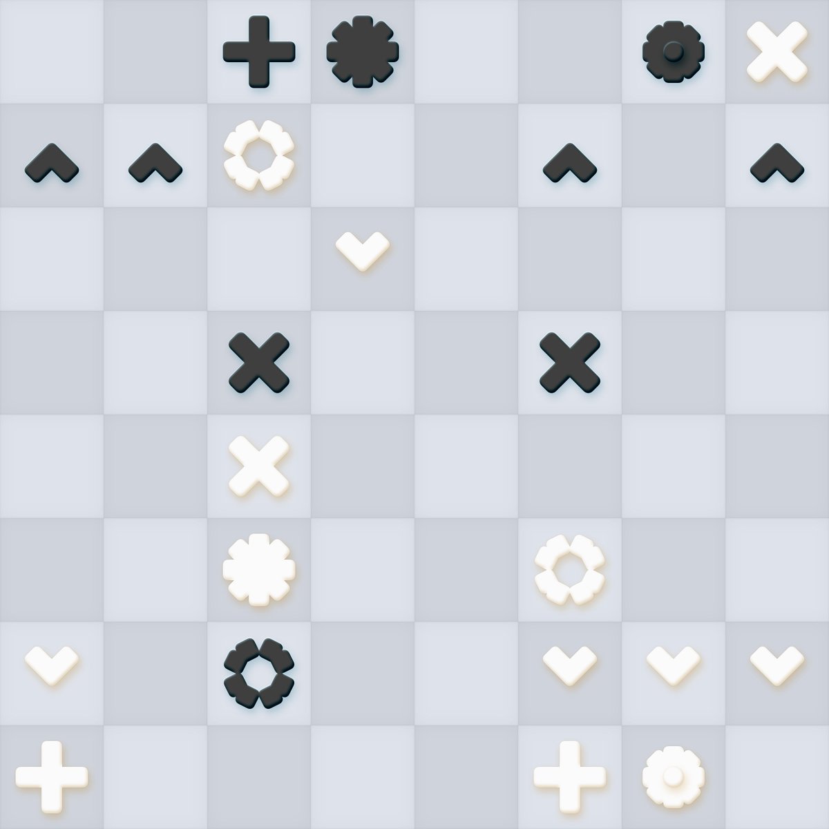 I realized chess pieces can be redesigned to be purely geometric attack directions