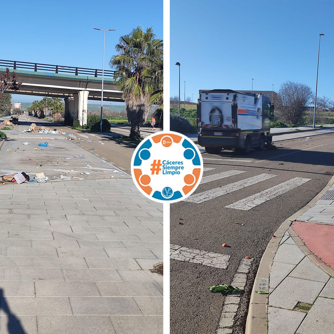 🦺Dos actuaciones de hoy de compañeros de #LimpiezaViaria <a href="/Ayto_Caceres/">Ayuntamiento Cáceres</a>

📍C/ Alimoches
🚿Eliminación de una mancha con en la calzada #EMUR tras aviso

📍Vegas del Mocho
🚮Dispositivo de limpieza tras celebración del #MercadoFranco

#CáceresSiempreLimpio🧹
#ConyserContigo🧡💙