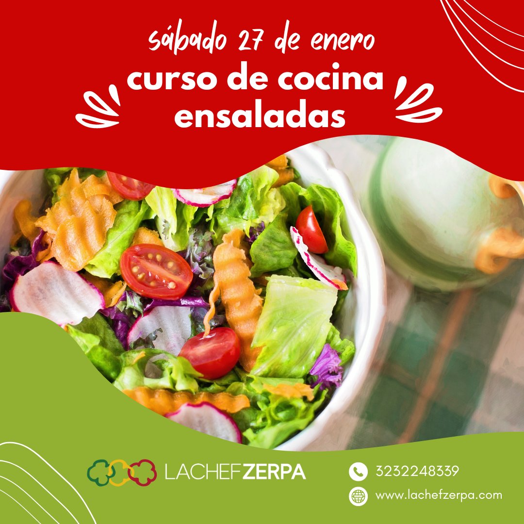 lachefzerpa's tweet image. CURSO DE ENSALADAS Y VINAGRETAS - Próximo sábado 27 de Enero en Cedritos -  prepararemos 8 ensaladas de 8 rincones del mundo.  lachefzerpa.com/curso-ensalada… o en el whatsapp wa.me/573232248339 
Valor de la inversión 170.000 cop