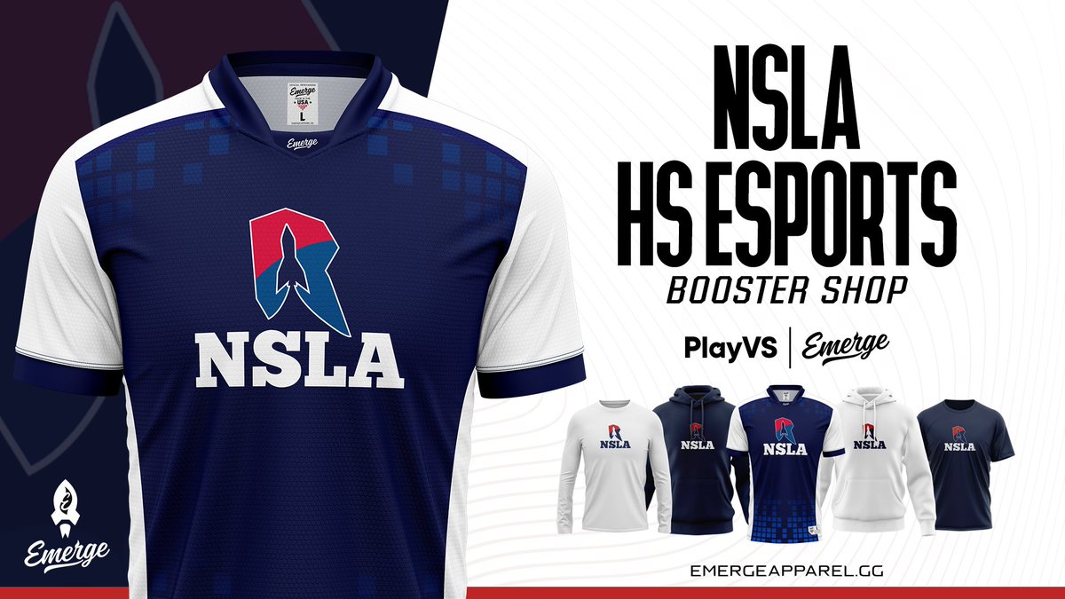 🚀🚨 BOOSTER SHOP LAUNCH 🚨🚀 Launch sequence initiated.... the NSLA #highschool #esports team joins the Emerge #booster shop program in t-minus....3...2...1... Houston, we have lift off 🚀🙌 emergeapparel.gg/collections/ns…