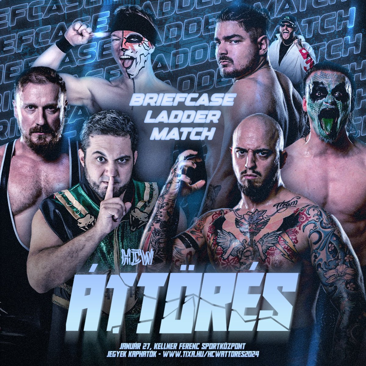 🧳 6 wrestlers with one goal. Climb the ladder and grab the briefcase for a title match! This Saturday, at Breathrough!