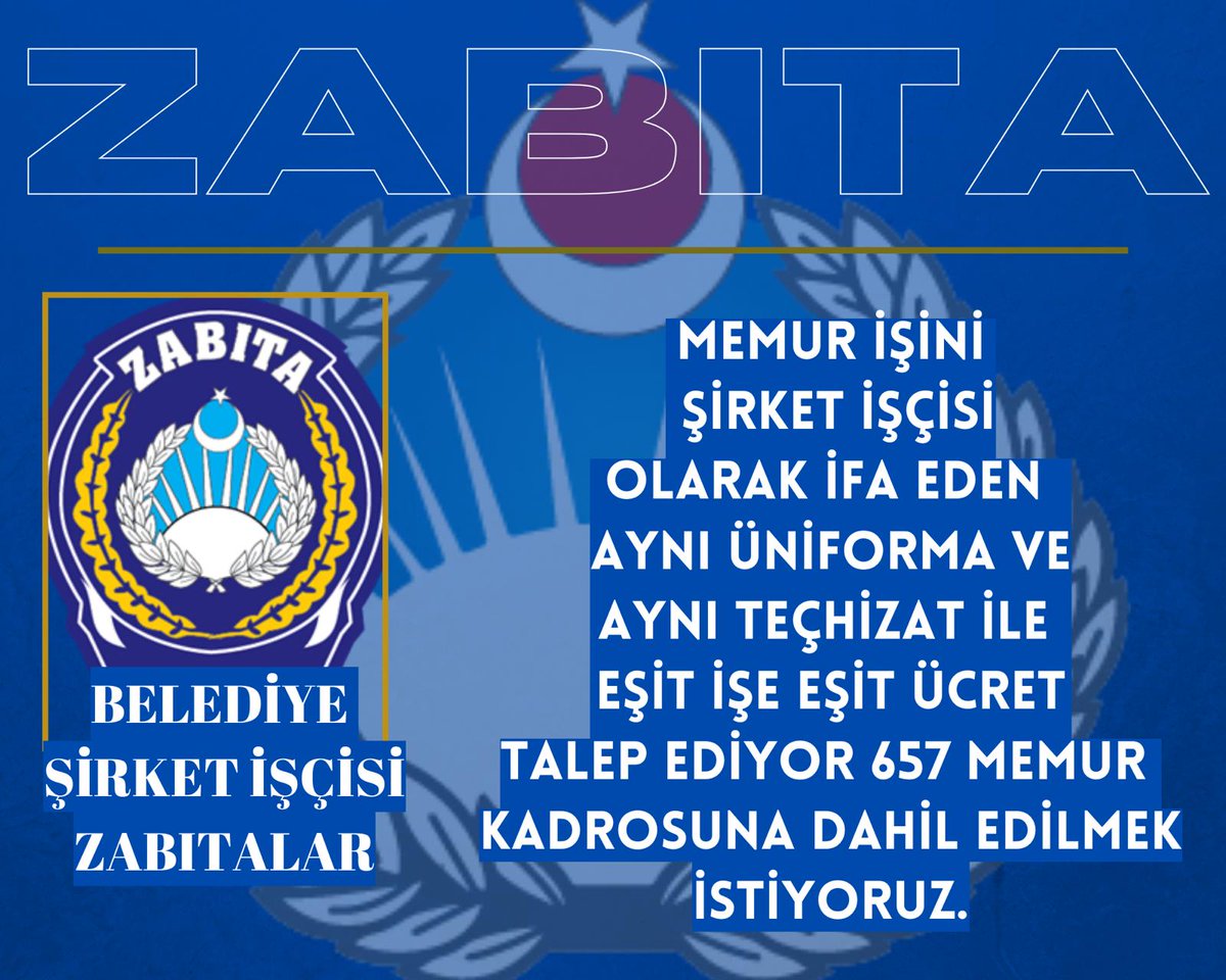 Nazım Çamlıbel (@nazcamlbel37) on Twitter photo Belediye Şirket İşçisi " Zabıtalar " olarak 657 Zabıta Memuru Kadrosu Talep Ediyoruz.
#SirketİscisiZabita
<a href="/isikhanvedat/">Prof. Dr. Vedat Işıkhan</a> <a href="/vedatbilgn/">Vedat Bilgin</a> <a href="/_cevdetyilmaz/">Cevdet Yılmaz</a> <a href="/AhmetAYDIN_02/">Ahmet AYDIN</a> <a href="/farukozcelikgsb/">Faruk Özçelik</a> <a href="/farukcelikcomtr/">Faruk Çelik</a> <a href="/ErbakanFatih/">Dr. Fatih Erbakan</a> <a href="/murat_kurum/">Murat KURUM</a> <a href="/suleymansoylu/">Süleyman Soylu</a> <a href="/_aliyalcin_/">Ali YALÇIN</a> <a href="/csgbakanligi/">T.C. Çalışma ve Sosyal Güvenlik Bakanlığı</a> Belediye Şirket İşçisi " Zabıtalar " olarak 657 Zabıta Memuru Kadrosu Talep Ediyoruz.
#SirketİscisiZabita
<a href="/isikhanvedat/">Prof. Dr. Vedat Işıkhan</a> <a href="/vedatbilgn/">Vedat Bilgin</a> <a href="/_cevdetyilmaz/">Cevdet Yılmaz</a> <a href="/AhmetAYDIN_02/">Ahmet AYDIN</a> <a href="/farukozcelikgsb/">Faruk Özçelik</a> <a href="/farukcelikcomtr/">Faruk Çelik</a> <a href="/ErbakanFatih/">Dr. Fatih Erbakan</a> <a href="/murat_kurum/">Murat KURUM</a> <a href="/suleymansoylu/">Süleyman Soylu</a> <a href="/_aliyalcin_/">Ali YALÇIN</a> <a href="/csgbakanligi/">T.C. Çalışma ve Sosyal Güvenlik Bakanlığı</a>