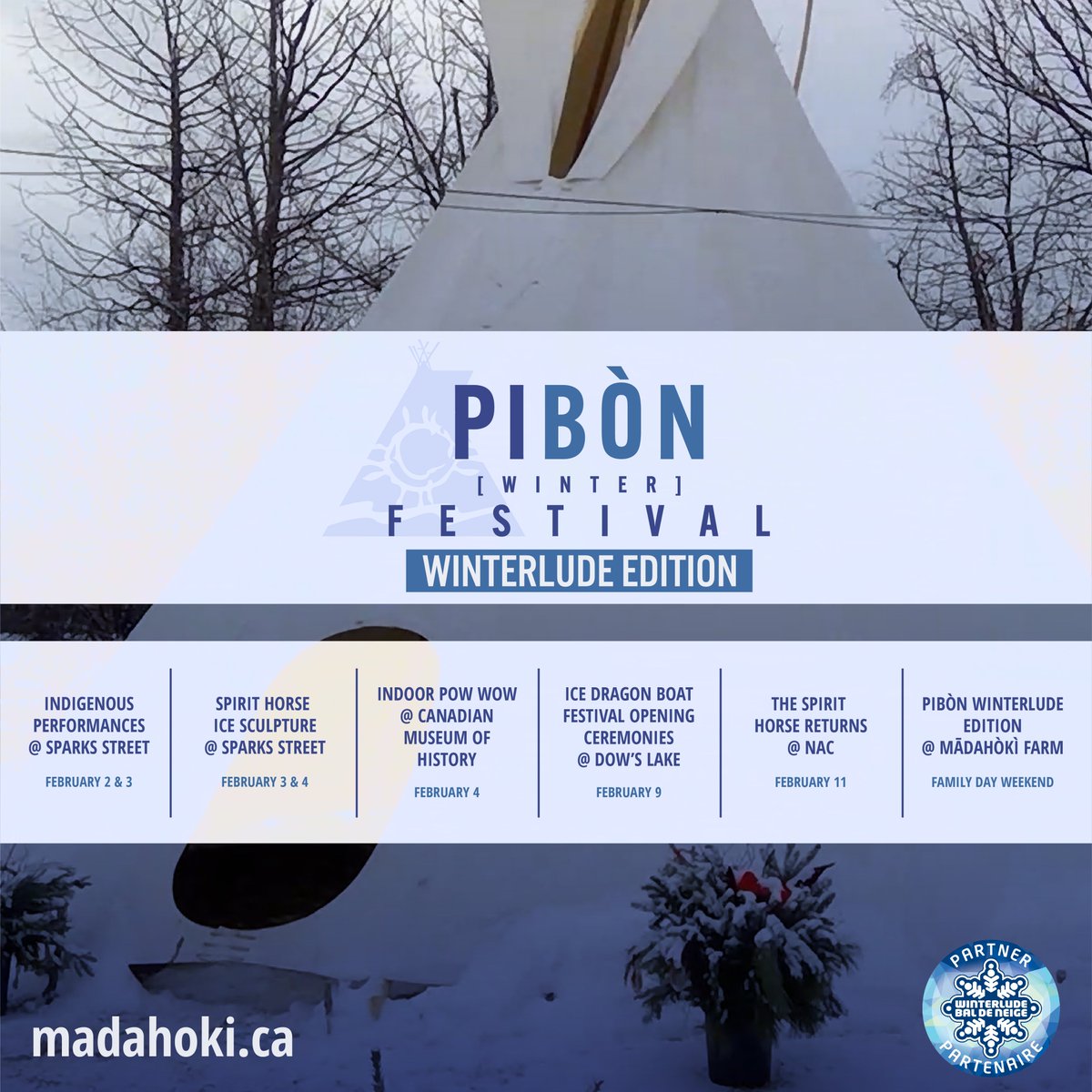 Q: What happens when you combine Pibòn (Winter) Festival + Winterlude? A: LOTS!! ❄ Mādahòkì Farm is an official #Winterlude partner! 👉Full lineup of activities: madahoki.ca/pibon-winterlu… #MadahokiFarm @CdnHeritage @ottawacity @ville_gatineau @CanMusHistory @Ottawa_Tourism