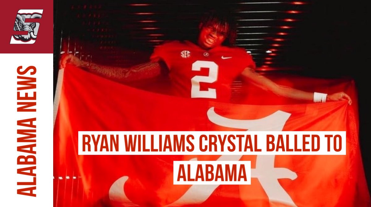 SSN_Alabama's tweet photo. BREAKING:

247Sports’ Steve Wiltfong (@SWiltfong247) has crystal balled 5⭐️ WR Ryan Williams to Alabama.

🚨 THE WILTFONG BOMB HAS DROPPED!  🚨 https://t.co/gAoEsqfCXH