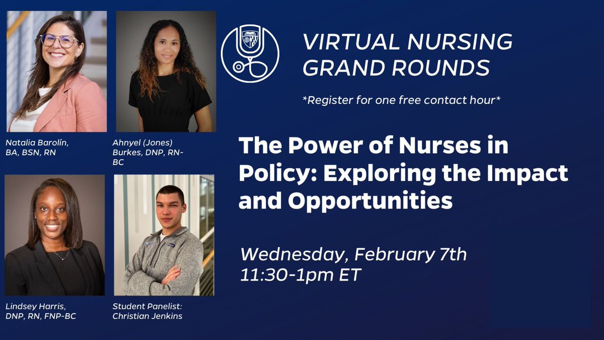 Join us for the next Virtual Nursing Grand Rounds featuring a discussion on the various forms of influence nurses wield in the policy landscape and strategies for empowering more nurses to actively engage in policymaking. Register now ➡️ bit.ly/47Tgj7z