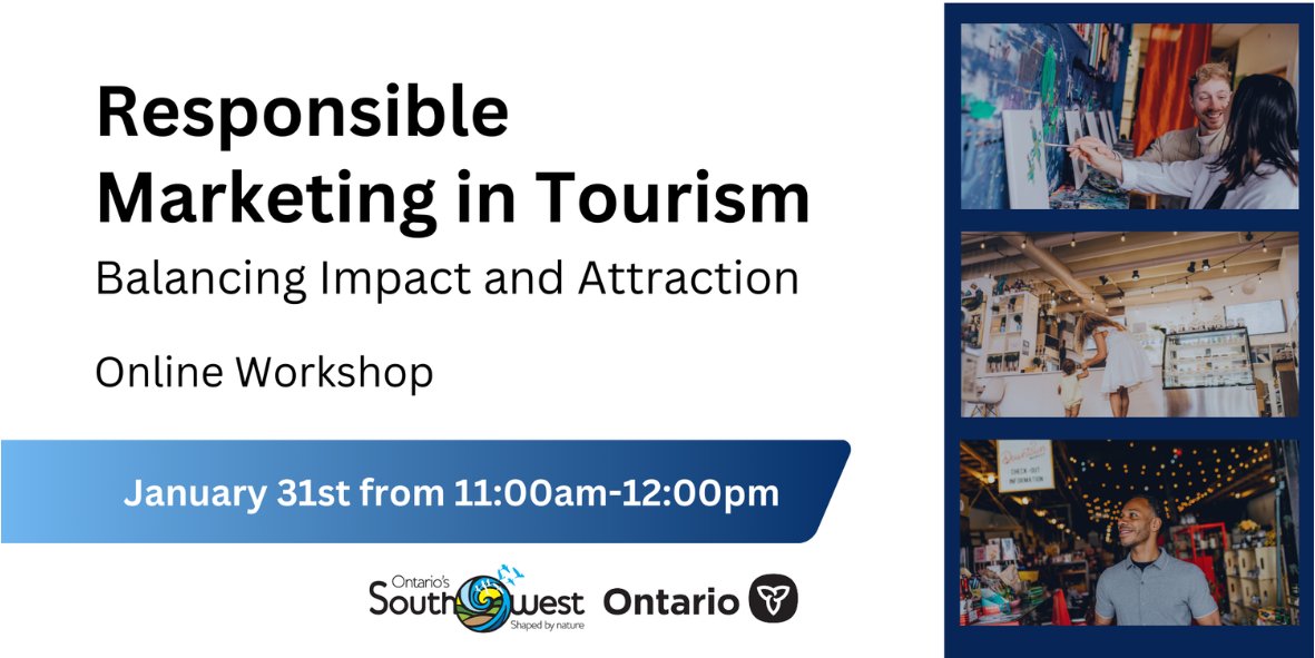 On January 31st, join an engaging online event to explore the importance of responsible marketing in the tourism industry. Christian Van Buskrik from the University of Victoria, will share insights, best practices, and innovative strategies. Register today
ow.ly/iHF750QrqmV
