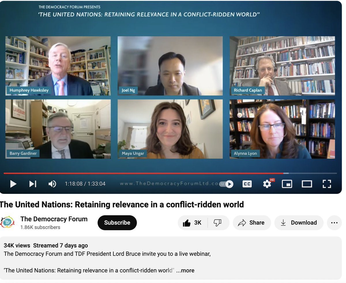 I recently joined an interesting panel from the Democracy Forum to talk UNSC reform, the Summit of the Future, and double standards at the UN. 

My remarks start at 53:20, but the whole discussion is worth a watch! 👀

youtube.com/watch?v=ZnMlgS…