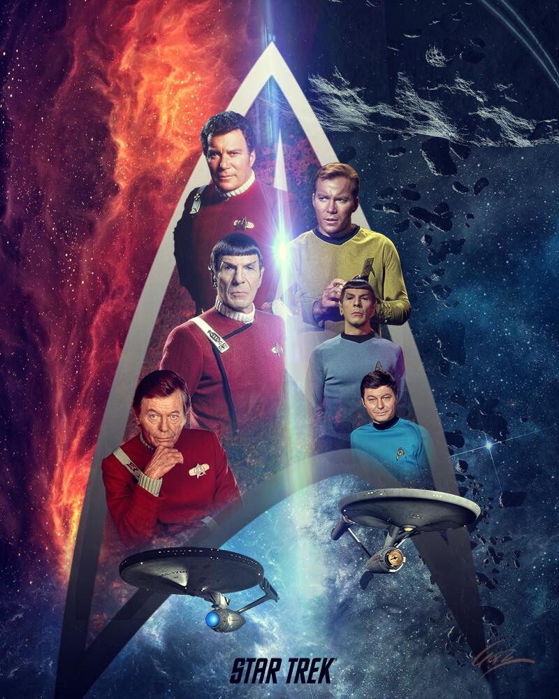 antipodal's tweet photo. #StarTrek #STTOS #TriadDaily #AllStarTrek
Tweeting one photo/art/cartoon of Kirk, Spock and McCoy as the triumvirate per day, starting from the oldest saved photo on my computer.
I have 800.
Today's is from July 9, 2002. 
Artist's signature lower right. 
Triumvirate Are Us! https://t.co/ca7ZZN8rmm