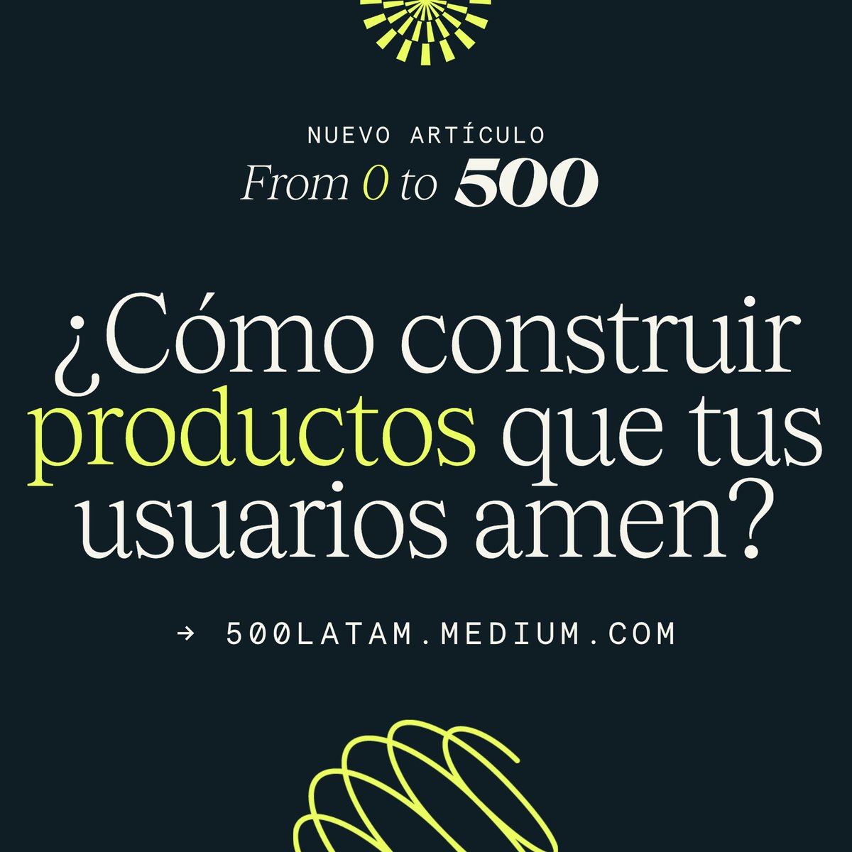 Desarrollar productos tecnológicos es una tarea retadora. 🎯

Hoy te compartimos en nuestro blog, 4 tips para construir producto basados en la conversación con expertos que tuvimos en From 0 to 500.💵📈

Lee el artículo aquí: 👉 500latam.medium.com/product-793a80…