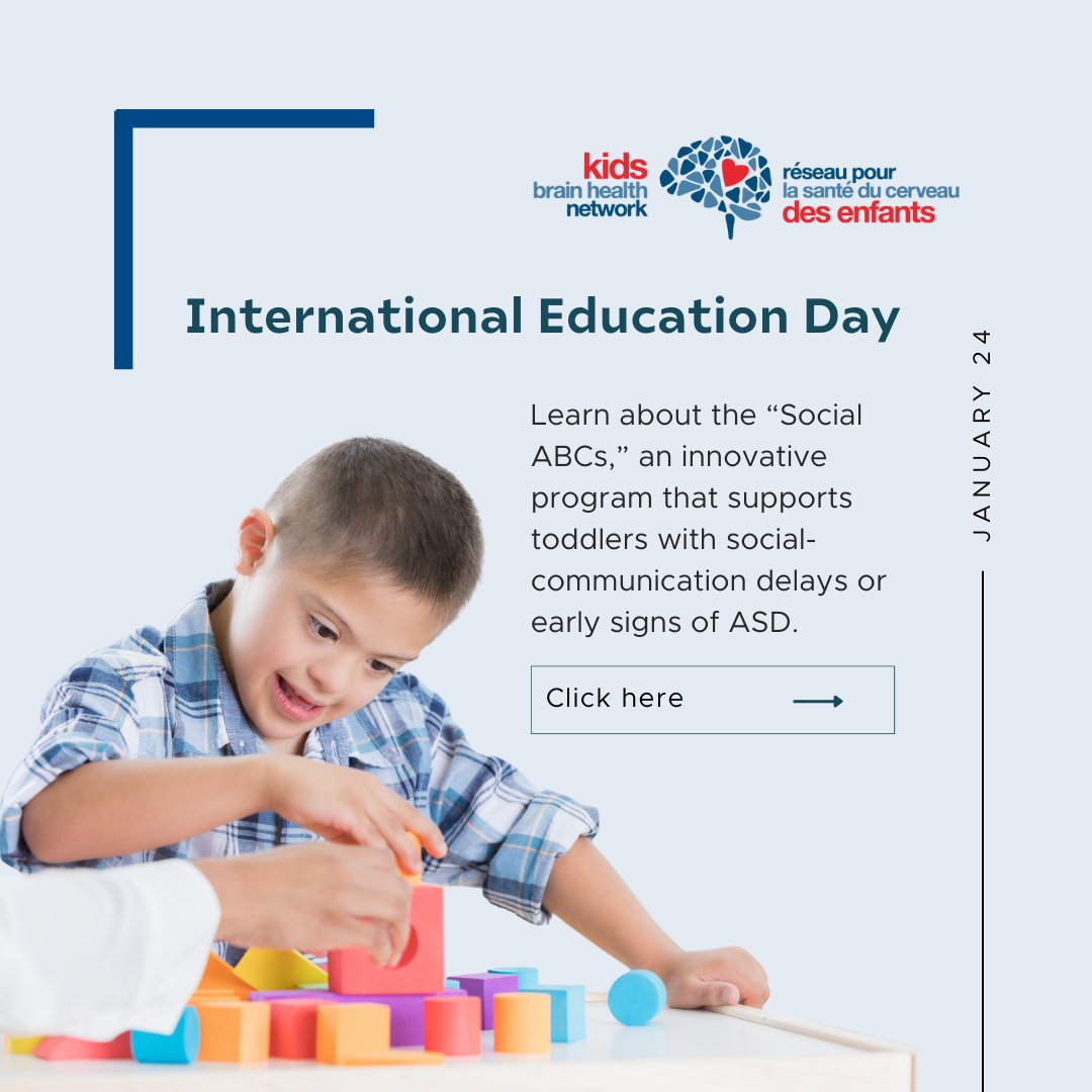 Kids Brain Health Network (@kidsbrainhealth) on Twitter photo Today marks the #InternationalDayofEducation, and we're shining a spotlight on #SocialABCs -- a groundbreaking program catering to toddlers exhibiting social-communication delays or early signs of autism spectrum disorder. <a href="/jessbrianphd/">Dr. Jessica Brian 🇨🇦</a> <a href="/HBKidsHospital/">Holland Bloorview</a>
ow.ly/Qcsu50QtNPb Today marks the #InternationalDayofEducation, and we're shining a spotlight on #SocialABCs -- a groundbreaking program catering to toddlers exhibiting social-communication delays or early signs of autism spectrum disorder. <a href="/jessbrianphd/">Dr. Jessica Brian 🇨🇦</a> <a href="/HBKidsHospital/">Holland Bloorview</a>
ow.ly/Qcsu50QtNPb