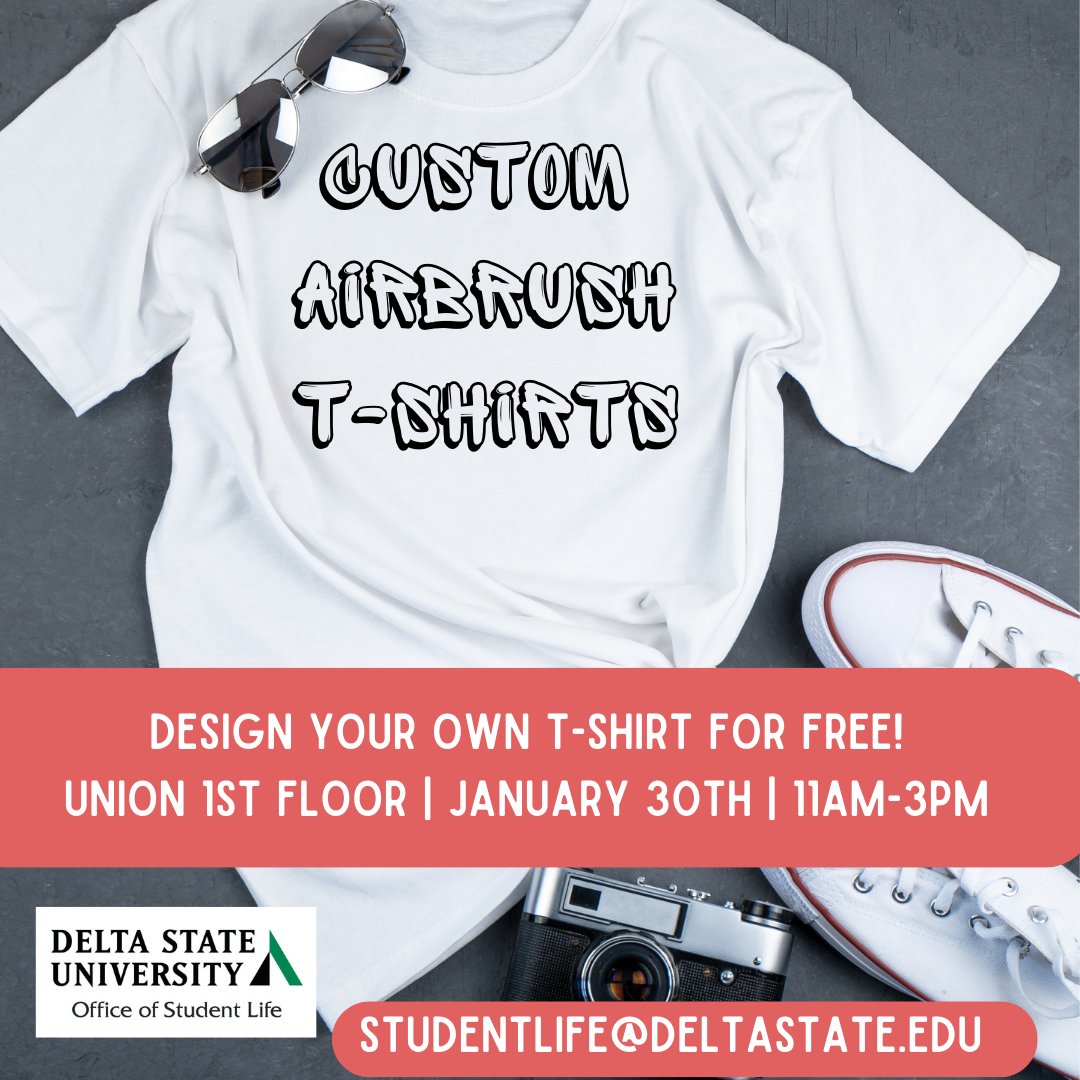 Back by popular demand! Join Student Life in creating your own custom airbrush t-shirt!