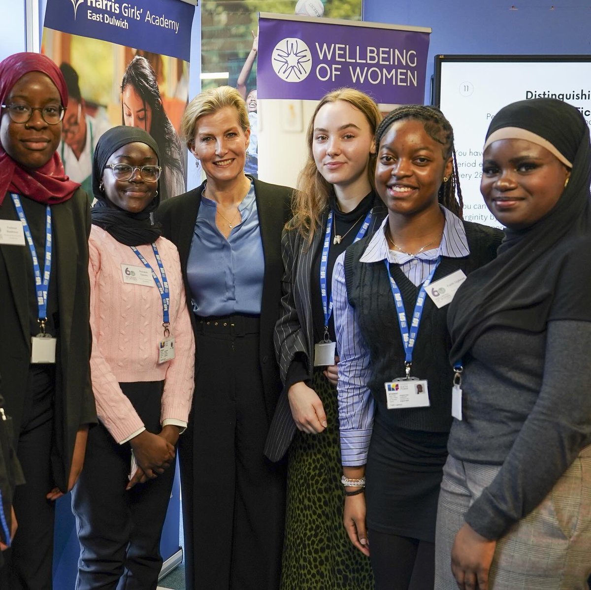 Today The Duchess of Edinburgh joined students taking part in a menstrual health workshop at Harris Girls' Academy in South-East London. 

The group spoke candidly about the challenges faced by women and girls, covering topics ranging from ‘what is a normal period?’ to how to