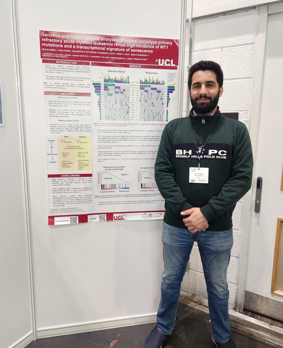 Presenting a poster at @FoGenomics in London, looking at the genomics of #leukemia resistance.

Visit me tomorrow at the poster zone just next to the main entrance 👋

#PhD #genomics #AML #FOG2024