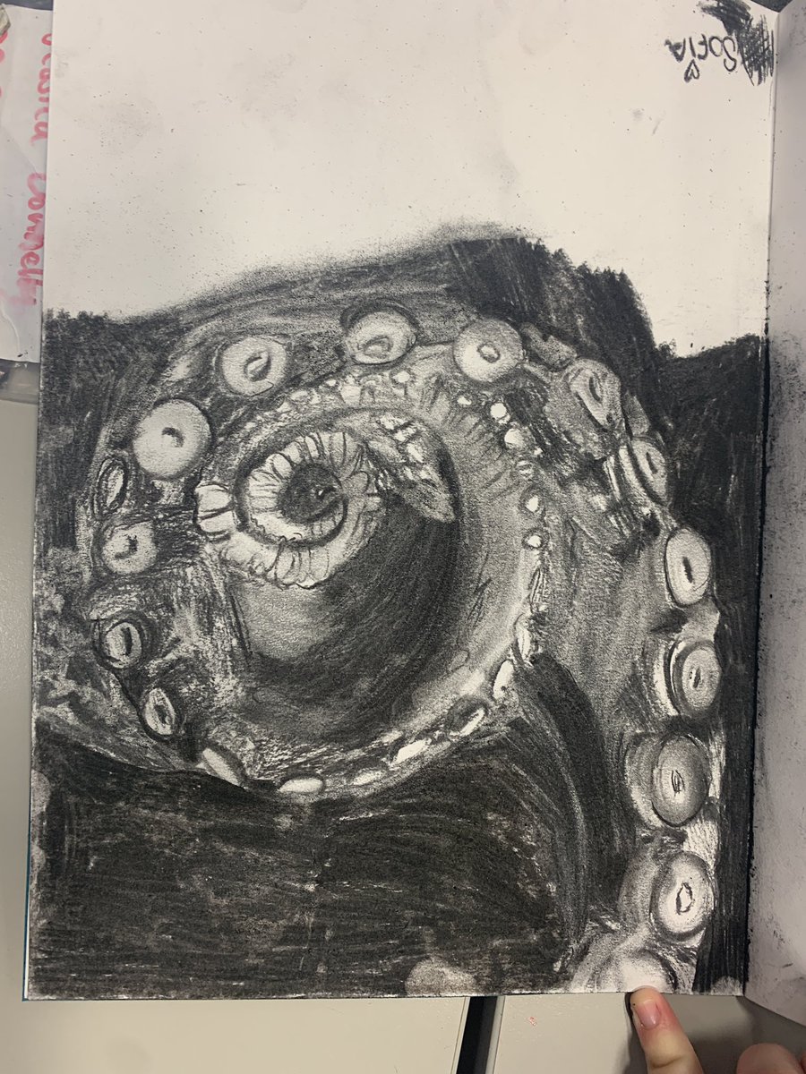 Awesome charcoal work from S3 this week- it was a bit messy, but worth it for these lovely results! #prideindennyhigh <a href="/DennyHighSchool/">Denny High School</a>