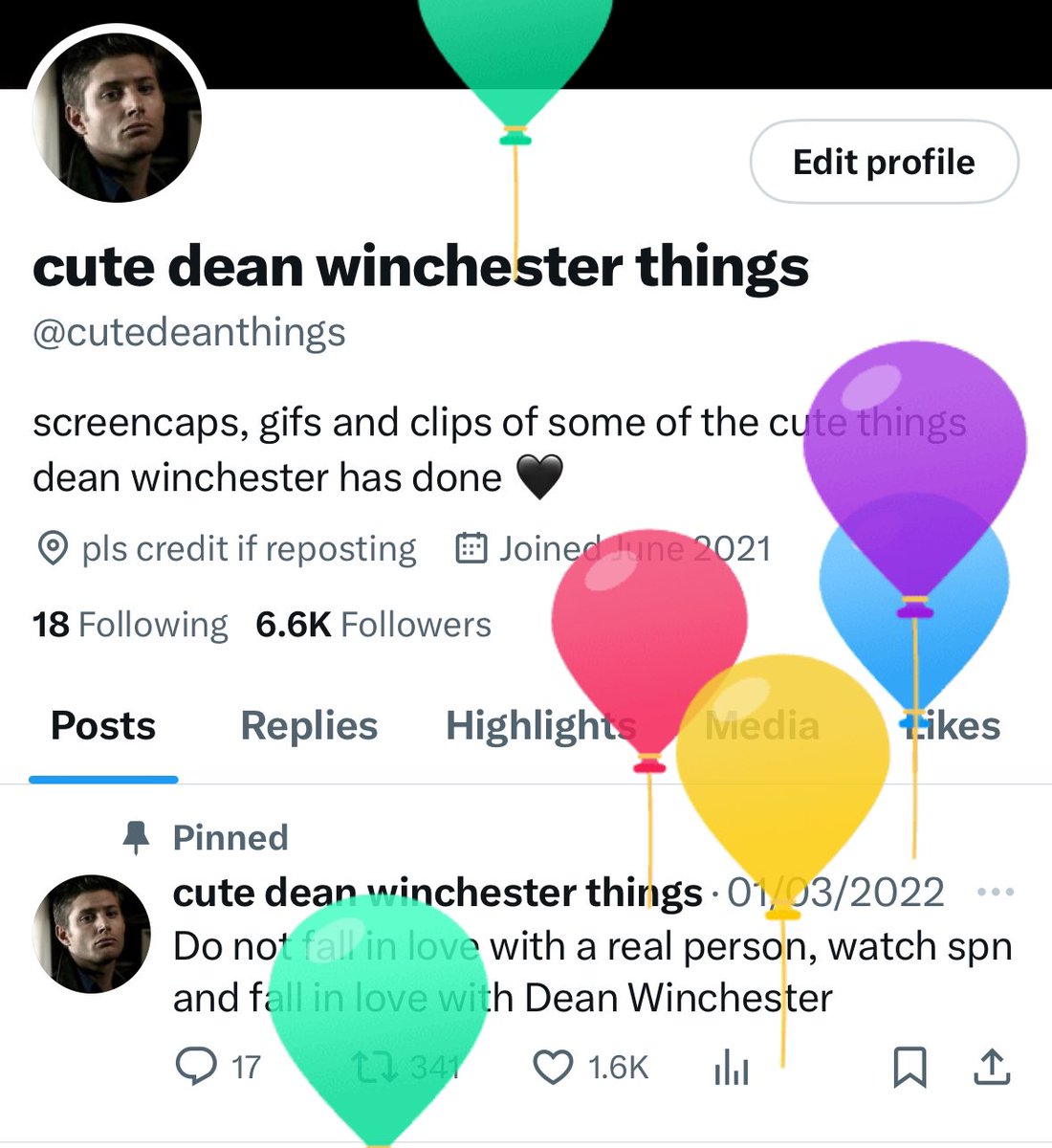 cutedeanthings's tweet image. balloons because it’s dean’s birthday 🙊
