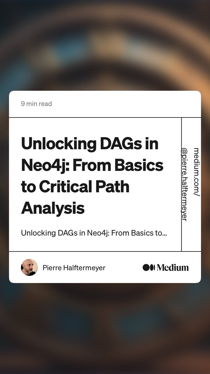 New article “Unlocking DAGs in Neo4j: From Basics to Critical Path Analysis” #Graphs #DAG @Neo4j #GDS medium.com/neo4j/unlockin…