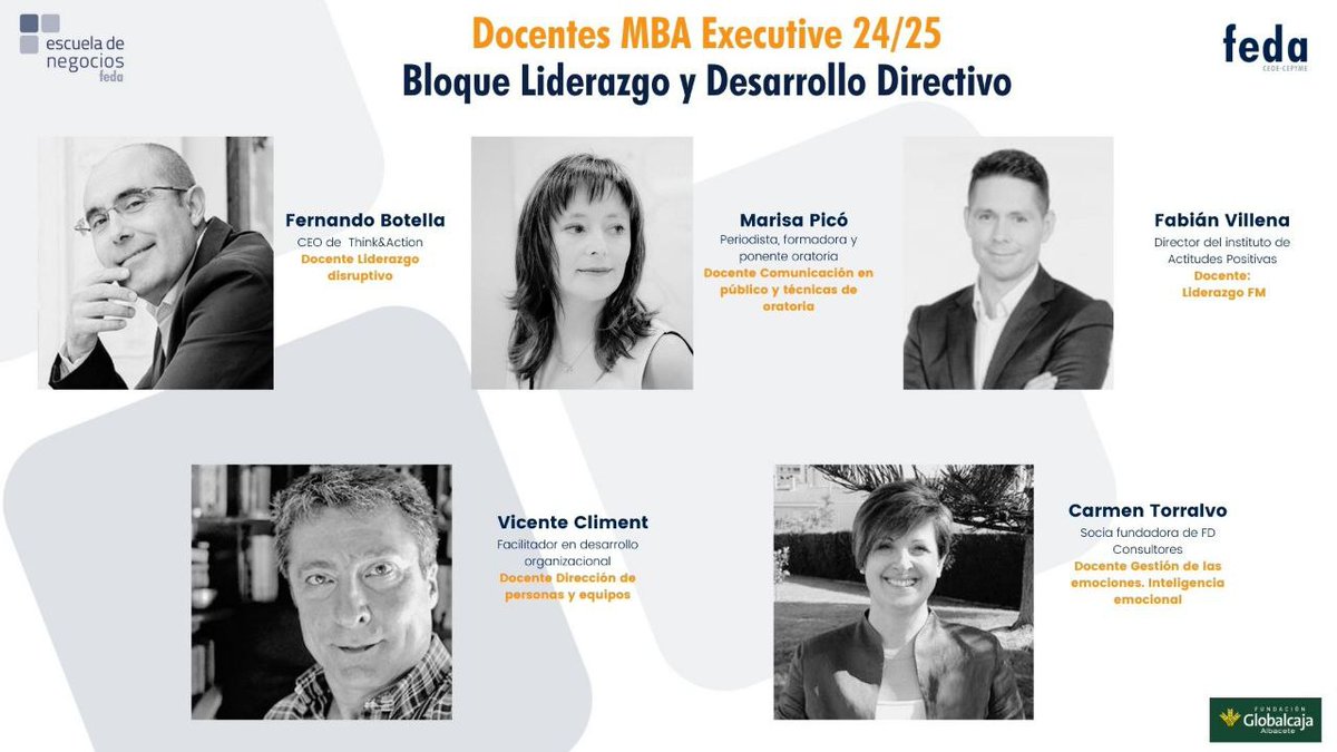 ¡Descubrimos el poder de cada bloque de nuestro #MBAExecutive! En el camino hacia el éxito profesional, nos sumergimos con entusiasmo en el Bloque de 'Liderazgo y Desarrollo Directivo'. 

escueladenegociosfeda.com/formacion/mast…

Colabora <a href="/SomosGlobalcaja/">Globalcaja</a>
#ENFEDAFormación #HazQueSuceda
