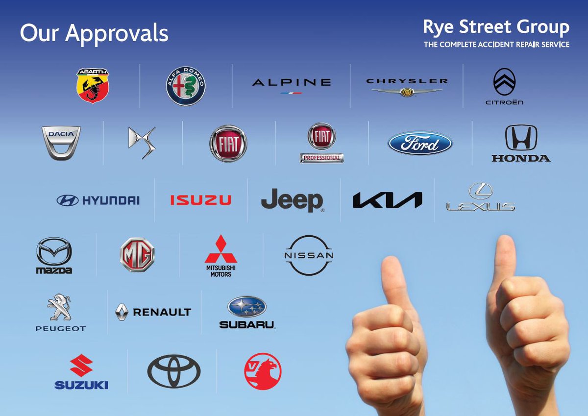 As well as being approved by the leading insurers &amp; accident management companies, we’re also approved by 26 vehicle manufacturers with more to come! 🚘