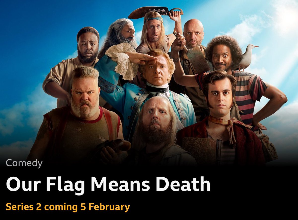 Catch season 2 of #OurFlagMeansDeath February 5th on BBC iPlayer 🩷🏴‍☠️