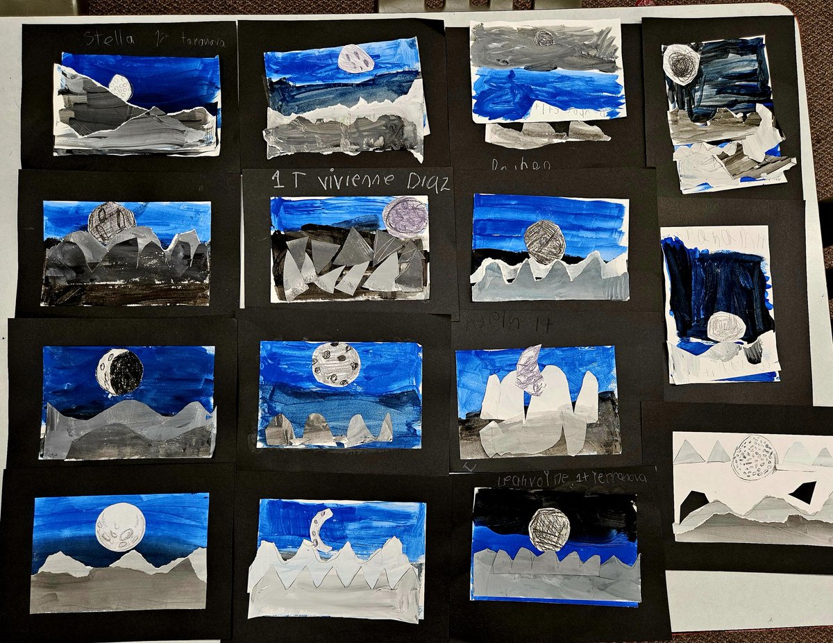 JuliaPrietoArt's tweet image. Another amazing lesson from @theartofed &quot;Moonlit Midnight&quot;.  1st graders mixed media collage. @HillsboroughSch @HCPSElemRegion2 @HCPSArtEd #BecauseWeNeedMoreArt #elementaryarteducation #arteducator