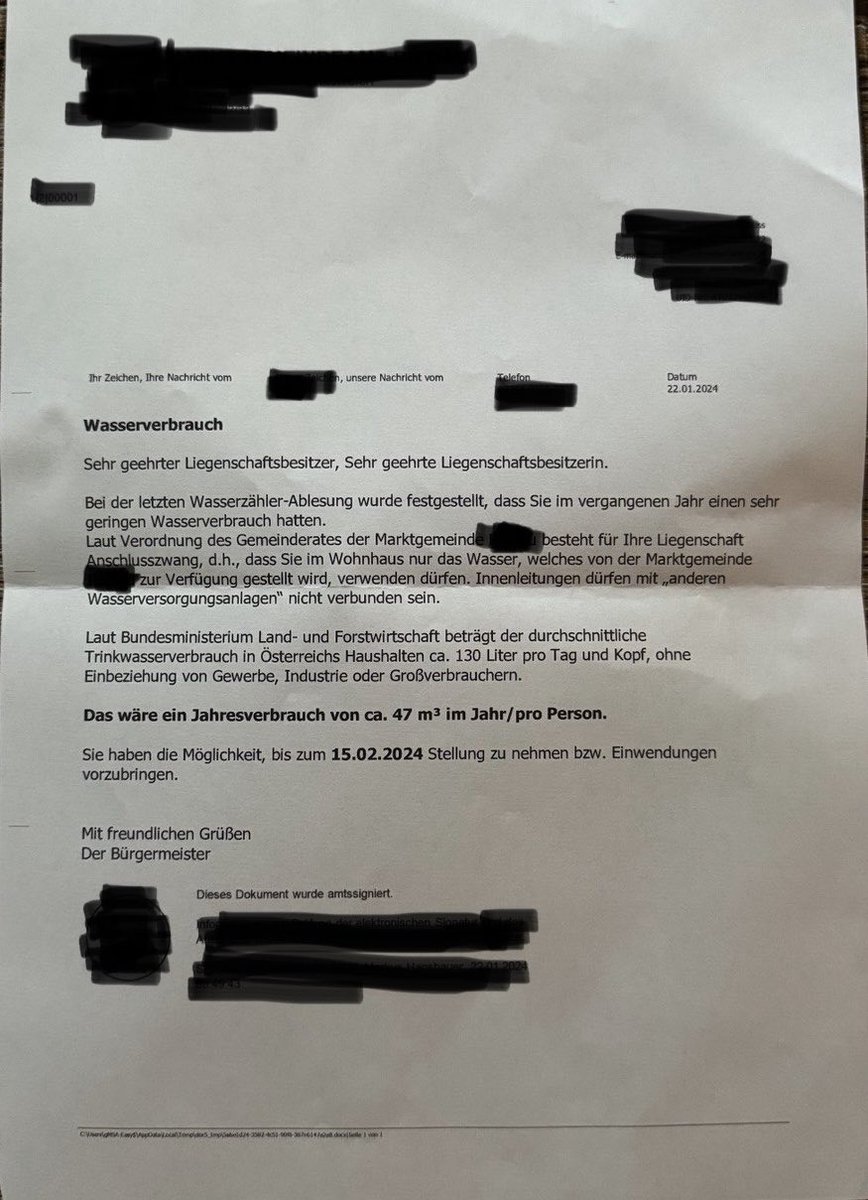 Wir könnten natürlich auch einfach den Wasserhahn wöchentlich ein paar Stunden offen lassen, dann wird’s auch was mit dem Wasserverbrauch.🤡