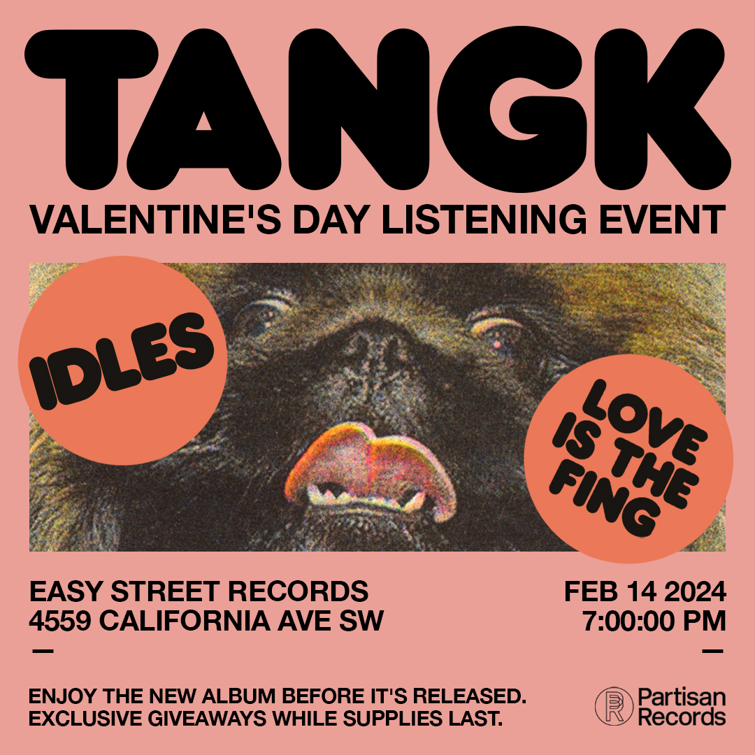 Spend your Valentine’s Day with some new loved ones here at Easy Street Records! 🥰 💕 We’re hosting an early listening party for the new IDLES album, TANGK, before it's released on February 16th! Exclusive giveaways while supplies last. ♡ FEB 14 ♡ 7:00PM ♡ Free & All Ages