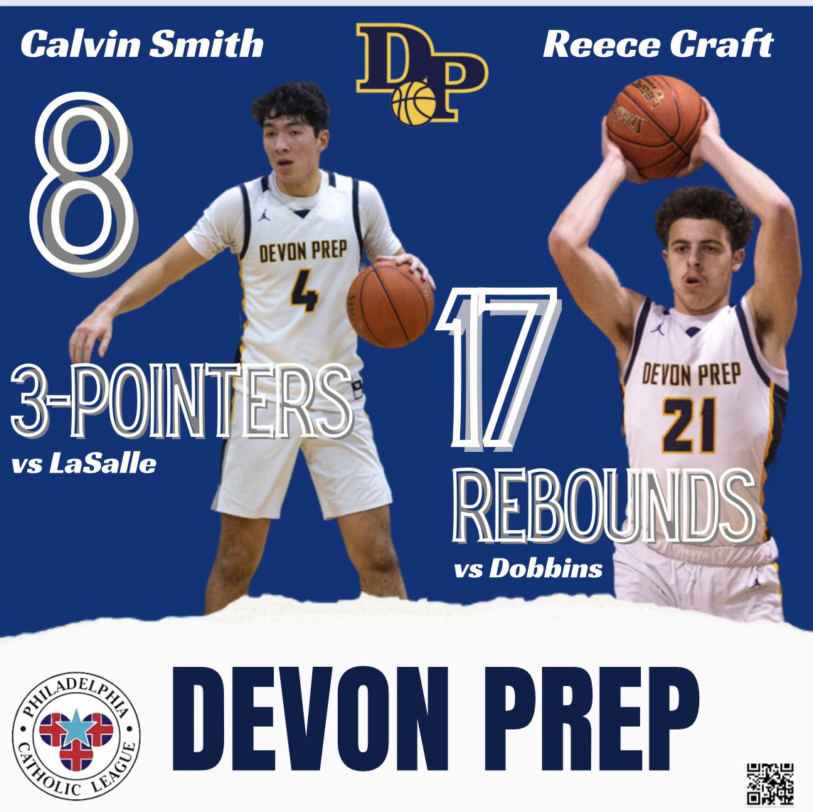 Congratulations to juniors Reece Craft &amp; Calvin Smith on setting new school records for rebounds &amp; points since Devon Prep joined the PCL in 2018. Keep working fellas! #justgettingstarted #rolltide