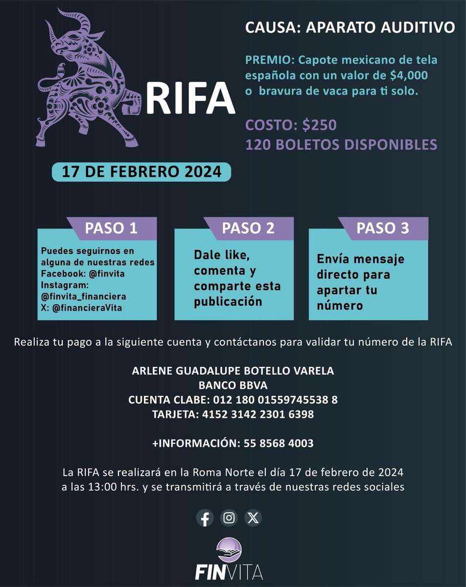 FinancieraVita's tweet photo. 🌟 Estamos emocionados de anunciar que todo lo recaudado se destinará a la #donación de un aparato auditivo. El gran premio es un celular valorado en 4500 pesos. 📱 ¡Ayúdanos a hacer la diferencia y da un paso hacia la inclusión! La #rifa se llevará a cabo el 17 de Febrero https://t.co/aI4LHZdRuZ