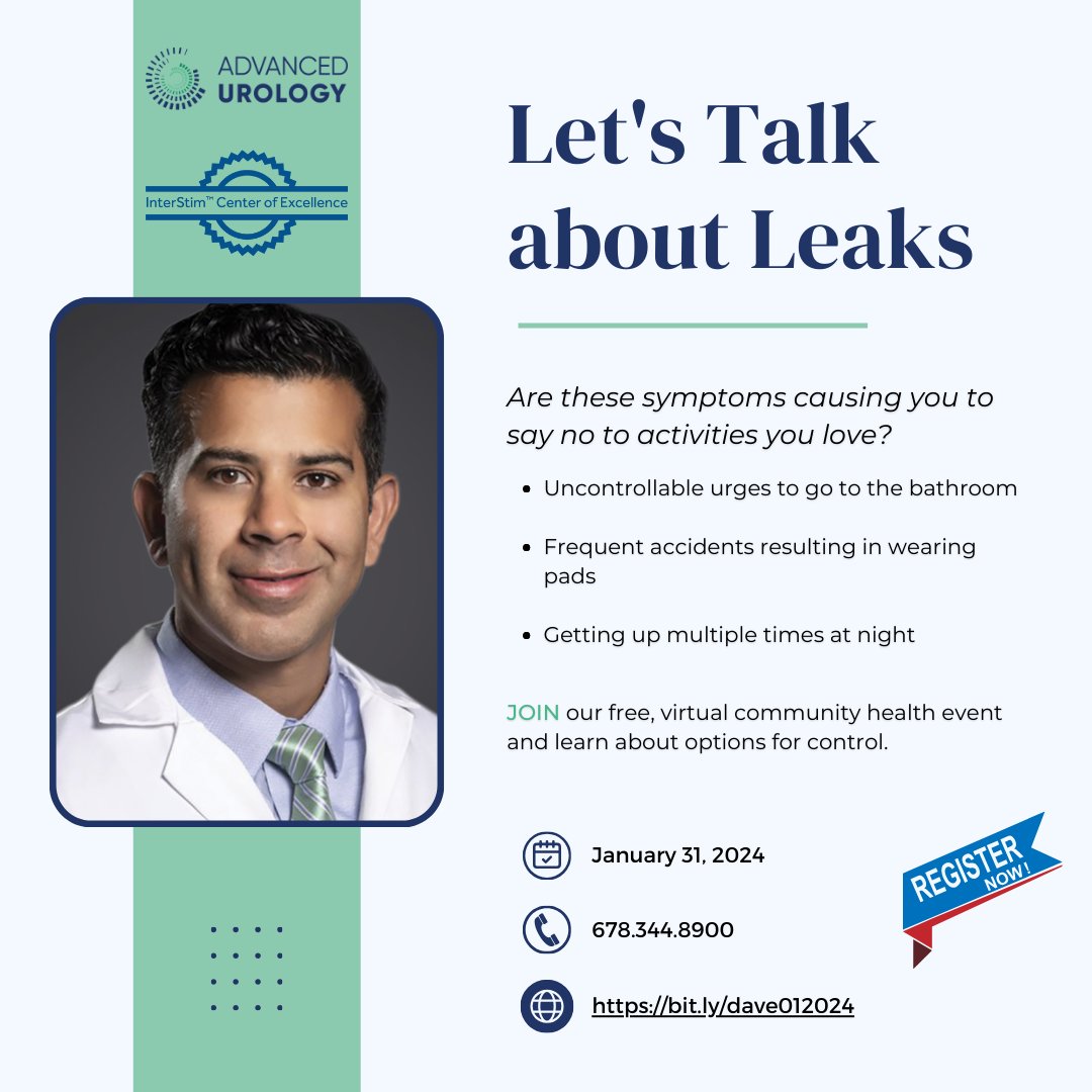 Join Dr. Chirag Dave and Medtronic in a FREE webinar about treatment options for urinary issues. Don't miss out and register today!

When: January 31st
Register: bit.ly/dave012024

#urinary #treatment #urology #webinar