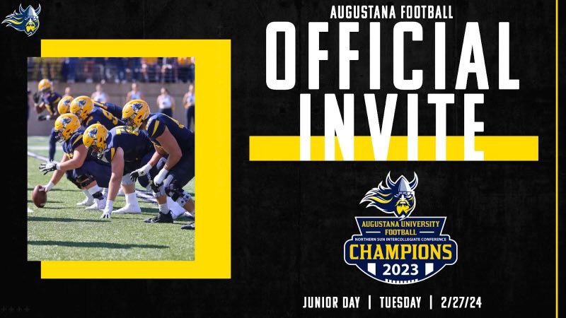 Looking forward to Junior day at Augustana! Thank you @CoachCBrink for the invite! @AugieFB @Ponies_Football @PrepRedzoneMN @OJW_Scouting