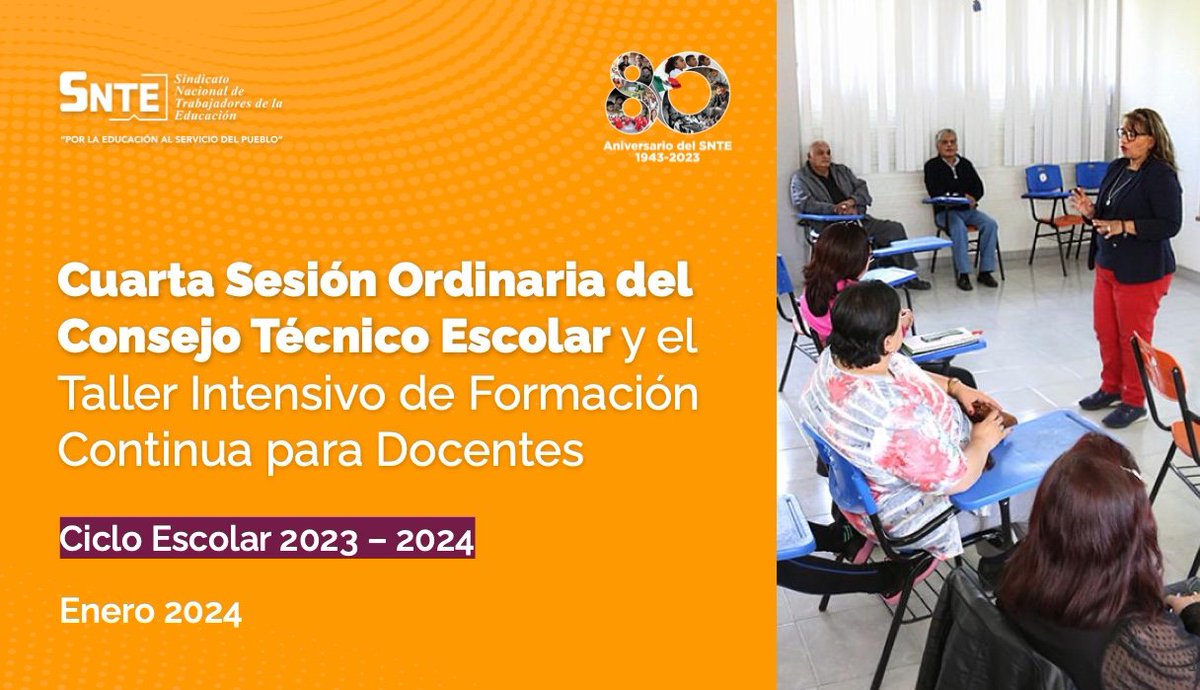 #80AniversarioSNTE 🌟
#VamosPorElDespegueSalarial

Para facilitar los trabajos de la Cuarta Sesión Ordinaria de Consejo Técnico Escolar y Taller Intensivo de Formación Continua para Docentes, el #SNTE 📚 dispone de materiales que puedes descargar aquí 👉 snte.org.mx/blog/4to-sesio…