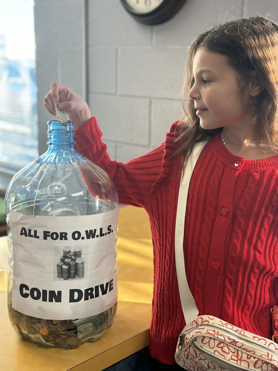 All for O.W.L.S. Update: One of our students used her tooth fairy money and said, “Birds can’t work for money, and they need our help by donations, and I love animals!” ❤️

Our coin drive runs until February 8th. Thank you for helping support our local wildlife shelter!