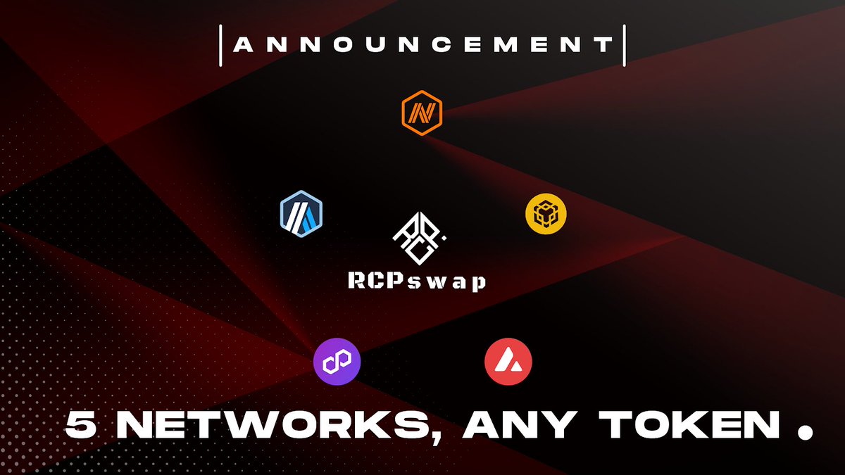Seamlessly Swap ANY Tokens on 5 Different Networks at RCPswap.com:

• Arbitrum Nova

• Arbitrum One

• Polygon

• BNB Chain

• AVAX

Say Goodbye To Bridges!