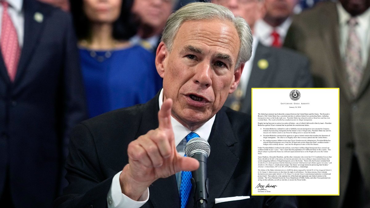 BREAKING REPORT: ⚠️Texas Governor Greg Abbott issues statement DEFYING The Supreme Court, The Invasion response 'SUPERSEDES any federal statutes to the contrary.' 'The federal government has BROKEN THE COMPACT between the United States and the States. 'I have already declared…