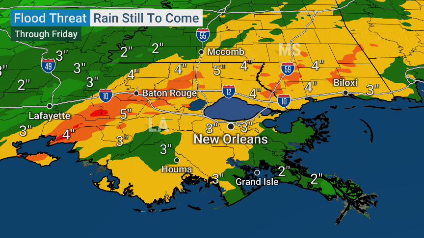 Don't be surprised to see 6-8+' rain totals over the next 3 days. Widespread 3-5' likely. Multiple rounds of heavy storms likely. With saturated soils, colder soil temps that promote increased rain runoff, & slow-moving thunderstorms...it's a recipe for flooding. @weatherchannel