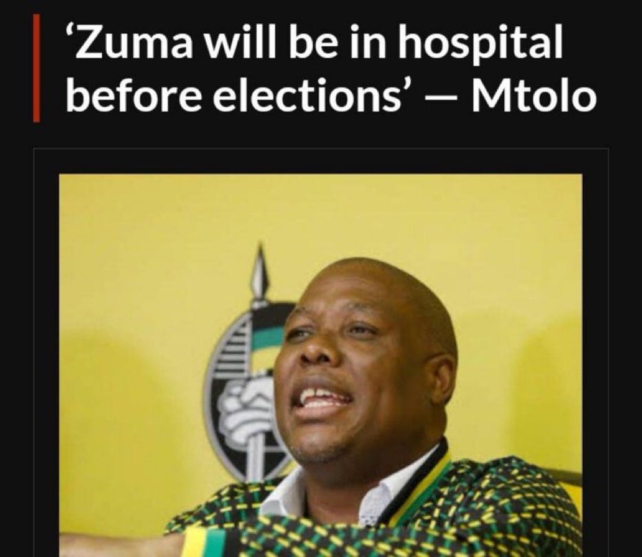 MoyaProf's tweet photo. It is said that the President Zuma was the second most feared member of MK that scared the apartheid government. With comrade Hani being the most feared, they had to eliminate him to achieve the predetermined Codesa agreement; they however continued to keep an eye on Zuma who was clearly problematic to their plans. The same people continue to hate Zuma even today, no one can tell what the current ANC represents but it is clearly anti black. 

Why will President Jacob Zuma be sick? Sick of what ? What are they planning? “Iyabhubhudla inkezo!!! Indlu yegagu iyanetha” #VoteMK2024 💚🖤💚 🫵🫵🫵