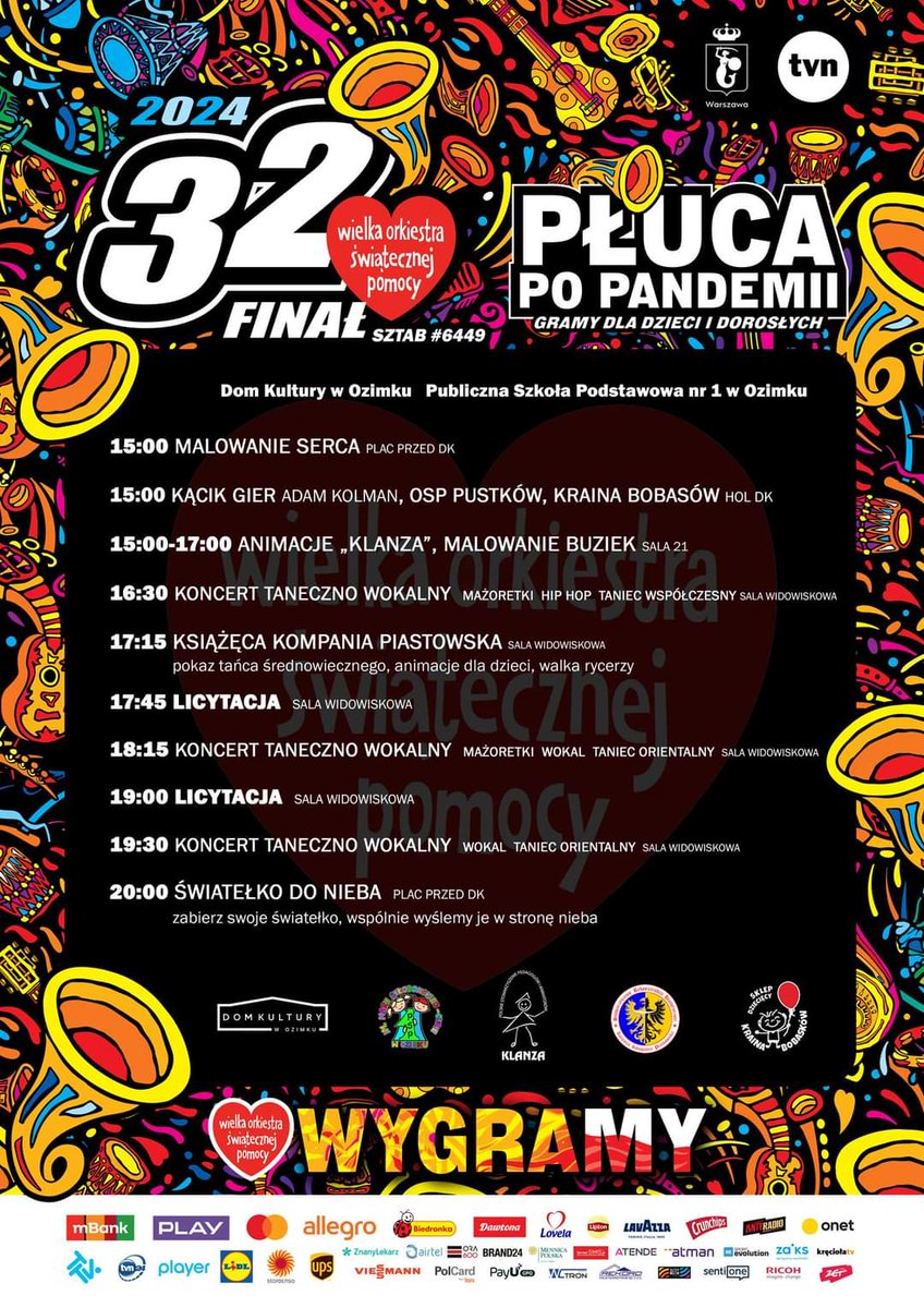 ❤️ 32. Finał WOŚP w DK w Ozimku zbliża się wielkimi krokami ❤️
Zachęcamy do wsparcia akcji razem z nami❗

#wosp2024 #wośpozimek