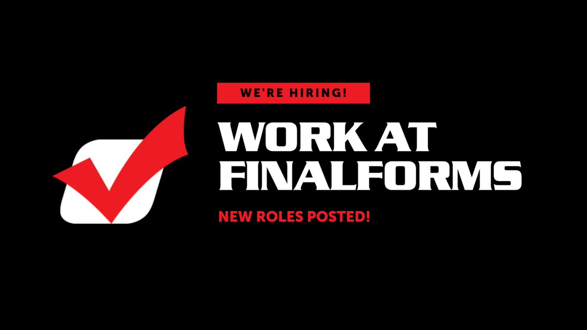 FinalForms's tweet photo. New roles added! Check out our careers page to learn more about the following employment opportunities at FinalForms:
☑️ Senior Front End Engineer
☑️ UI/UX Designer
☑️ Developer I
☑️ Project Manager
☑️ Software Training Specialist
☑️ Support Specialist

https://t.co/piKu7QLcnR https://t.co/u0l0hNO2sG