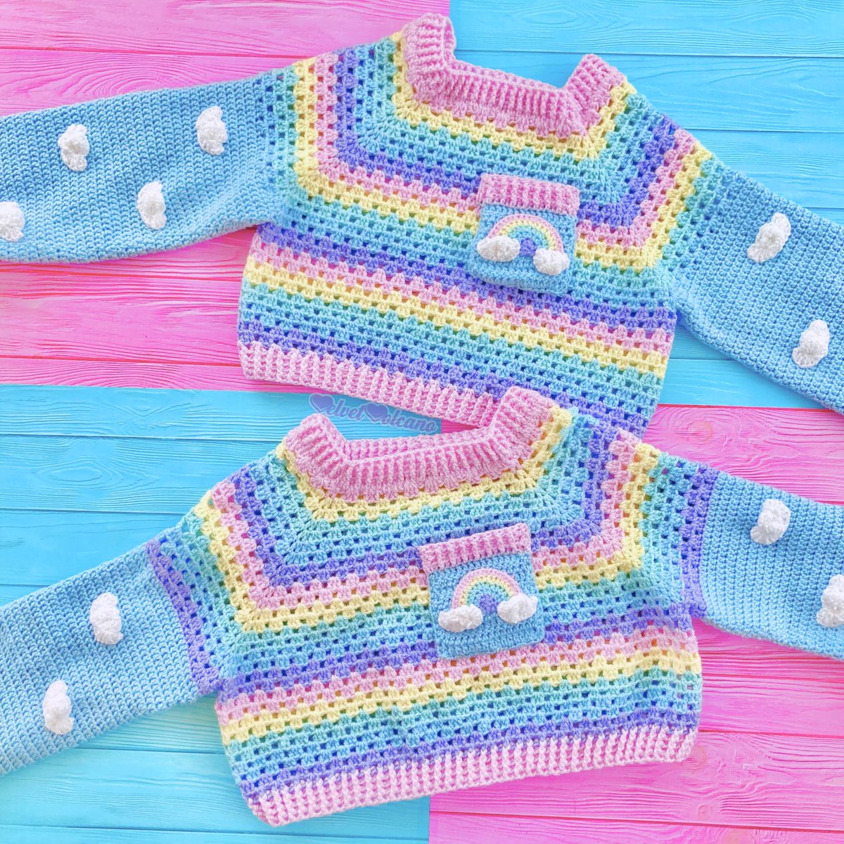 I did a very silly thing &amp; deleted one of our most popular items from our site which also deleted it's reviews 😫 but SHES BACK!!
If you have your very own Cropped Ultra Pastel Rainbow Cloud Sweater it would be amazing if you could leave a review! 🥰
velvetvolcano.co.uk/collections/ne…