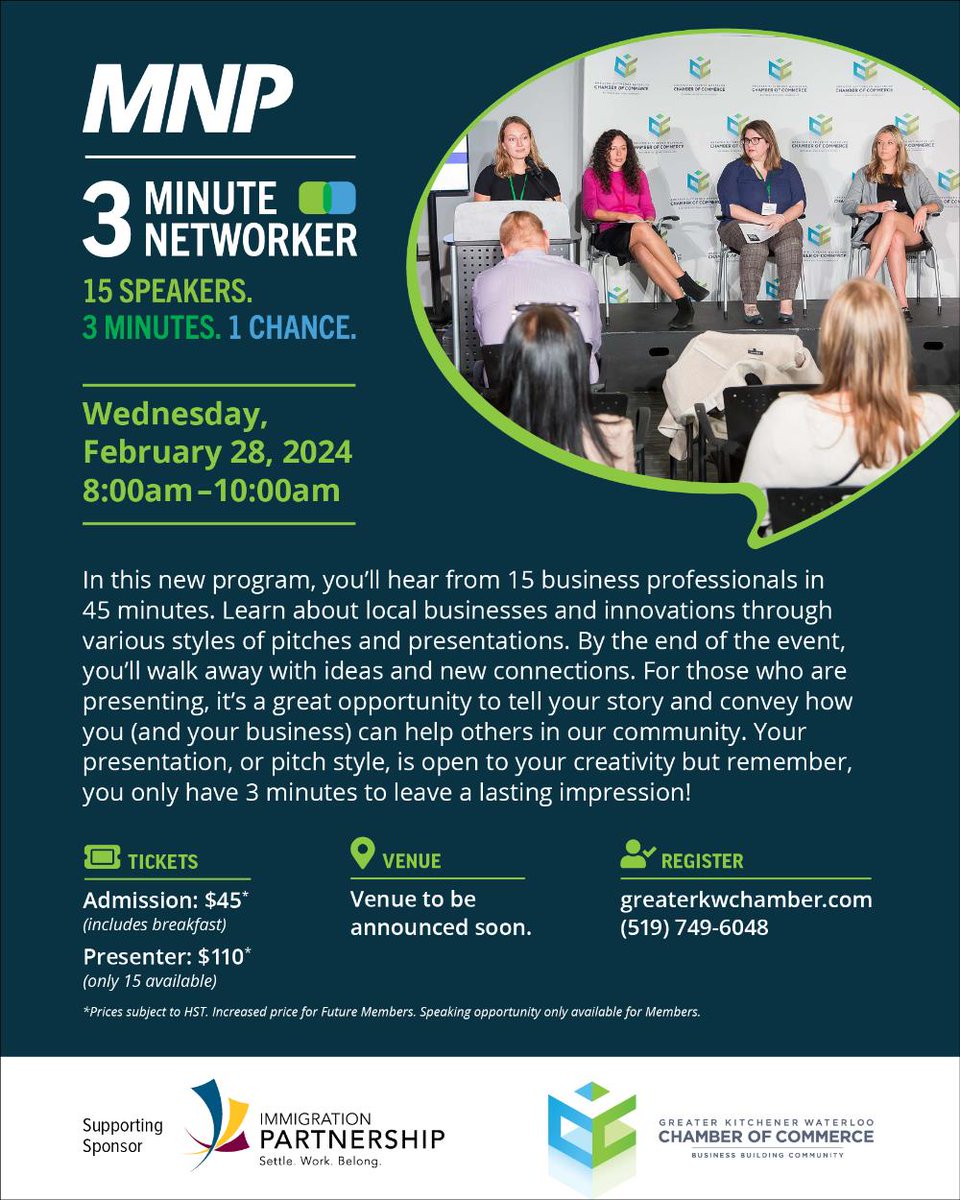 Learn more about the event The 3-Minute Networker on the Greater Kitchener Waterloo Chamber of Commerce website. beeid.org/efdfb8aa1fdd