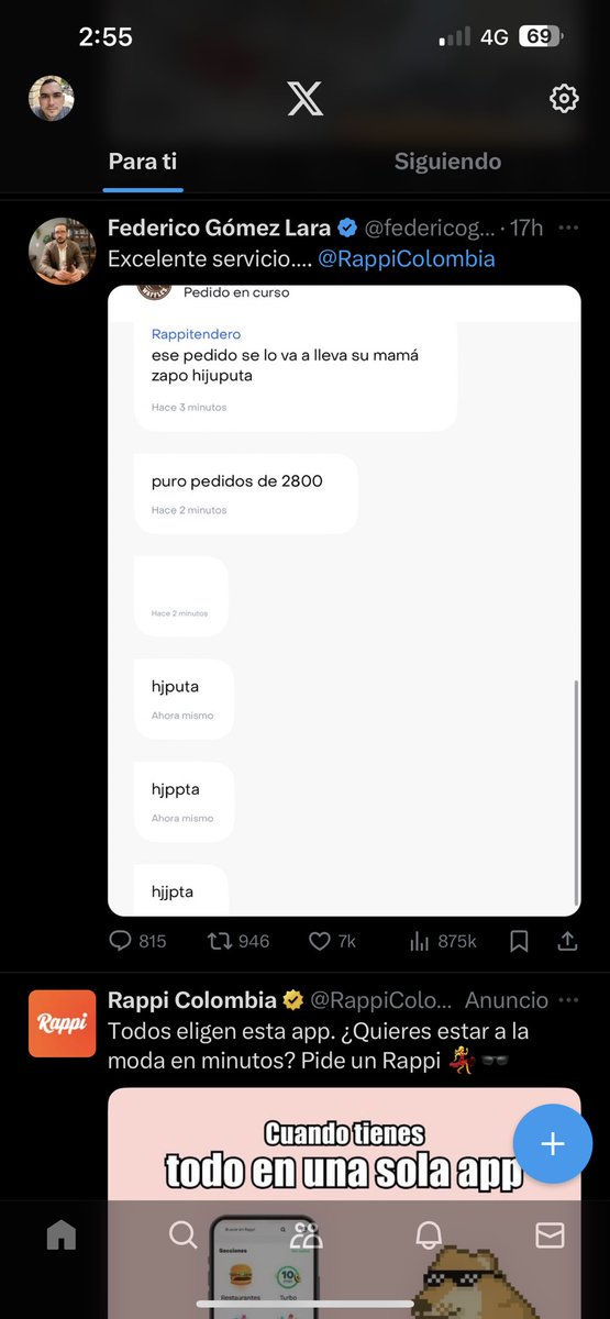perichinche's tweet photo. @federicogomezla @RappiColombia Ironías de la vida la gente quejándose de rappi y de una el anuncio jajajaja, no gracias por eso no uso esas apps 😂 https://t.co/bCb97PsUrs