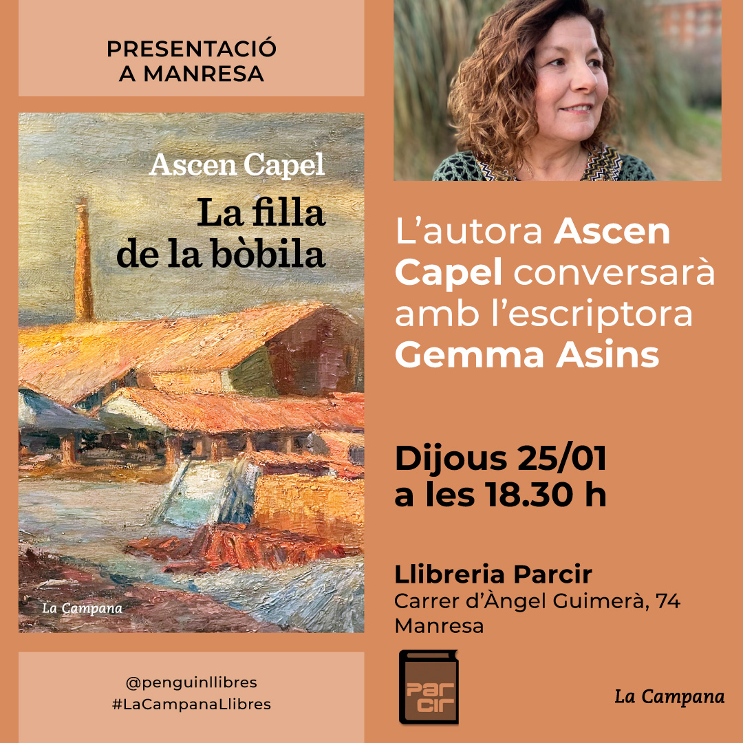 penguinllibres's tweet photo. DEMÀ DIJOUS:

📖 LA FILLA DE LA BÒBILA
👤Ascen Capel, amb Gemma Asins
📍Llibreria Parcir de #Manresa
🕖 18.30h https://t.co/0HujBX9RE7