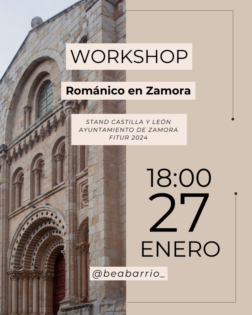 Pues sí, la realidad es que voy a estar el sábado en el stand de Castilla y León en <a href="/fitur_madrid/">FITUR</a> haciendo un taller sobre ¡#románico en #Zamora!
He pensado algo que creo que va a quedar chulo, así que os espero aprendiendo a gestionar iglesias románicas y muchas más cosas😜.