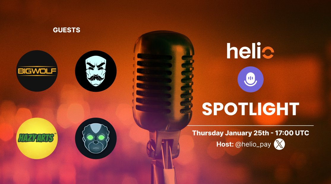 👀 Did someone say pre-sales?

🗓️ Weekly Helio Spaces, Thu 18/Jan, 17:00 UTC

👇 Guests:

@SolanaHumanz 
<a href="/maiyegun/">Ismail Maiyegun</a> <a href="/bigwolfgames/">Big Wolf Games</a> <a href="/playhazyarts/">Hazy Arts Studio</a> 
@TheHighBreeds_ 

🔔 x.com/i/spaces/1lPJq…

#spaces #web3 #NFT #Solana