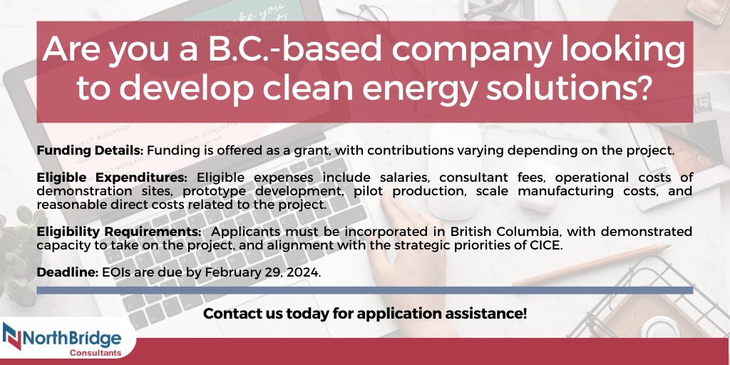 The B.C. Centre for Innovation and Clean Energy (CICE) funds the commercial development and scaleup of B.C.-based clean energy solutions and will focus on: Low carbon hydrogen, Low carbon bio and synthetic fuels, Carbon management, and Battery technology and energy storage.