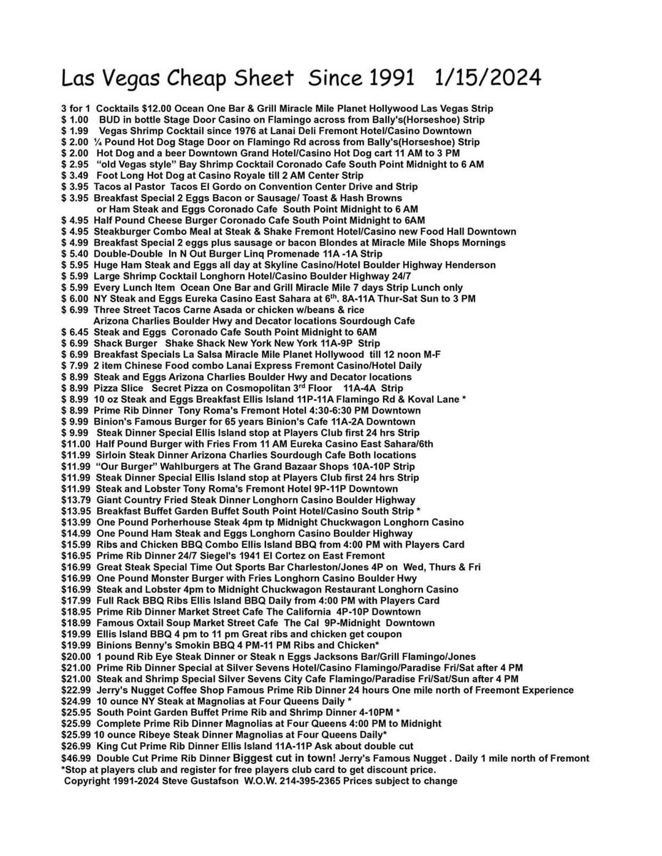 Cheap Vegas food deals for January 2024, via <a href="/RadioGuySteve/">Steve Gustafson</a>