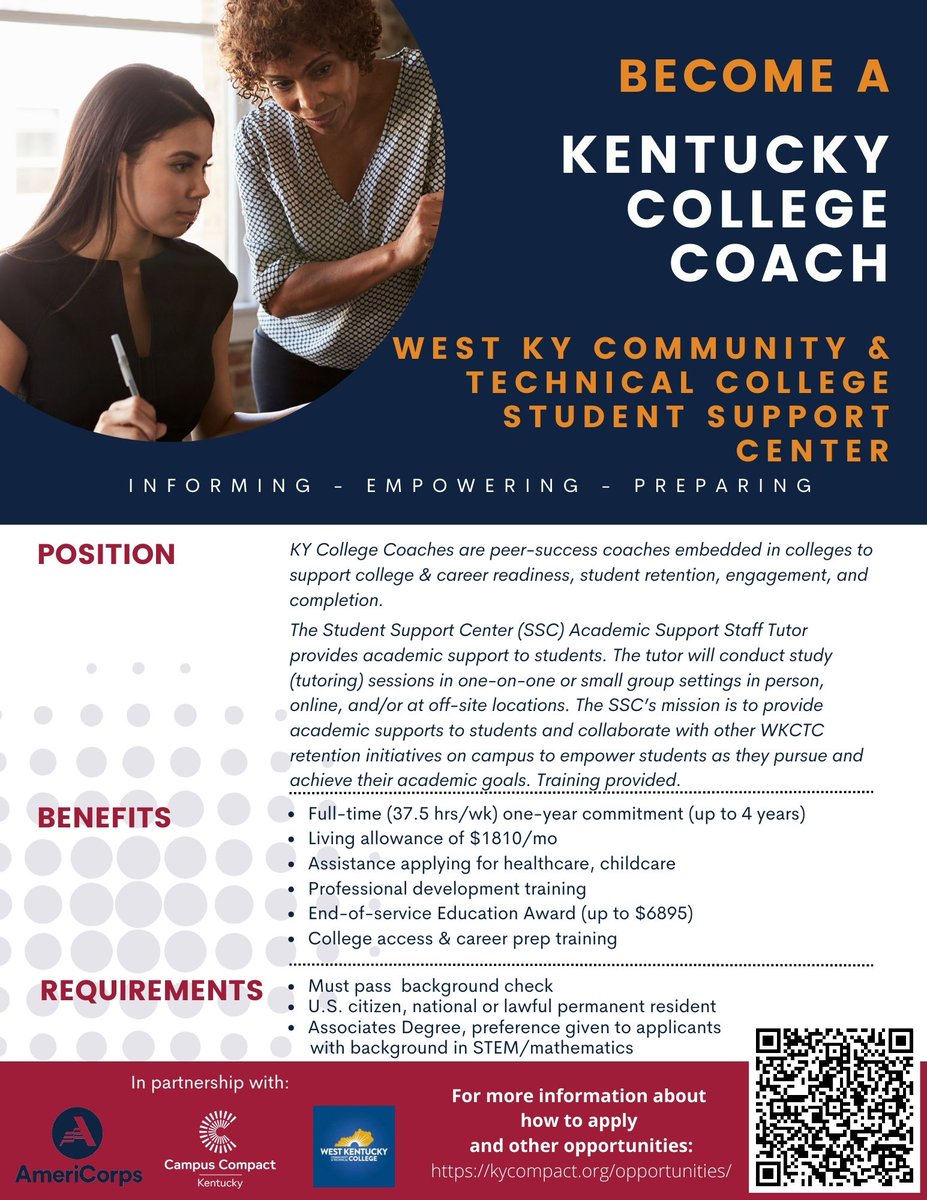 We're hiring for Academic Support Staff Tutor at <a href="/WKCTC/">WKCTC</a>! Visit indeed.com/job/west-kentu… for more info! #KyCC #ServeKy #EngageKy #AmeriCorps #GetThingsDone #Education #CollegeAccess #StudentSuccess #CommunityImpact