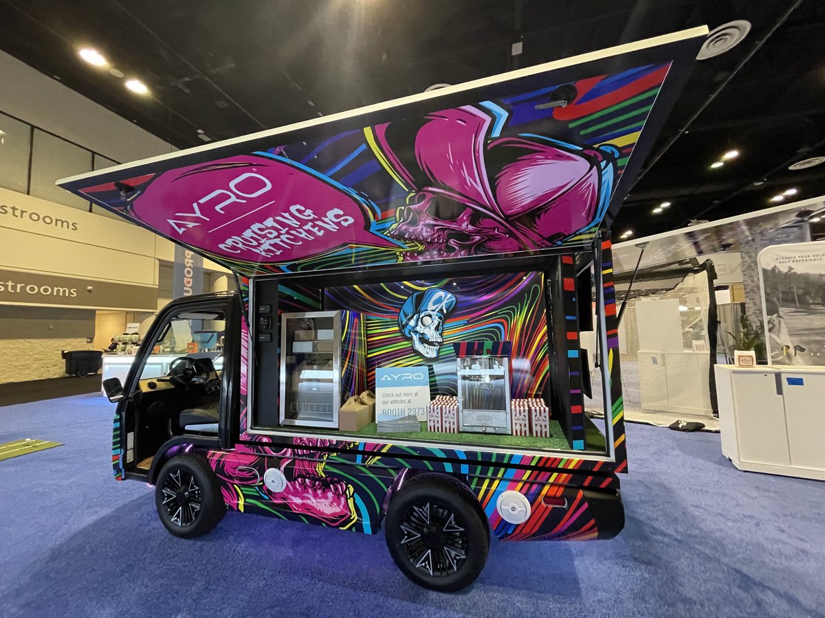 Day 2 of the PGA Show in Orlando 🏌🏻 Attendees — don't miss out on the first look at @cruisingkitchens custom up fitted AYRO Vanish. Interested in customizing the Vanish for your business? Stop by Booth #2373 and let's talk!