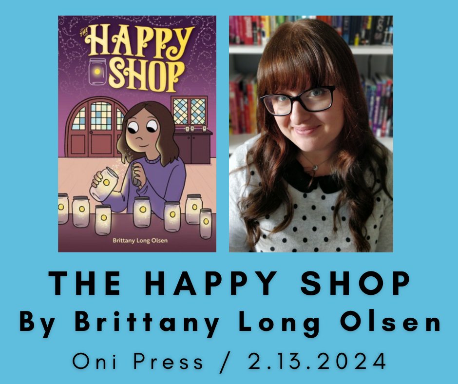 McIntoshAndOtis's tweet photo. @DianaJunYiMa @HarperChildrens @annfrai @GetUnderlined 2/13: THE HAPPY SHOP by @brytning published by @OniPress. This middle grade contemporary fantasy graphic novel follows Darcy, who starts work in a shop that sells bottled versions of happy feelings. But is happiness the only emotion she needs?

Buy here: https://t.co/FOqMjno0il https://t.co/GxgRiHa9YR
