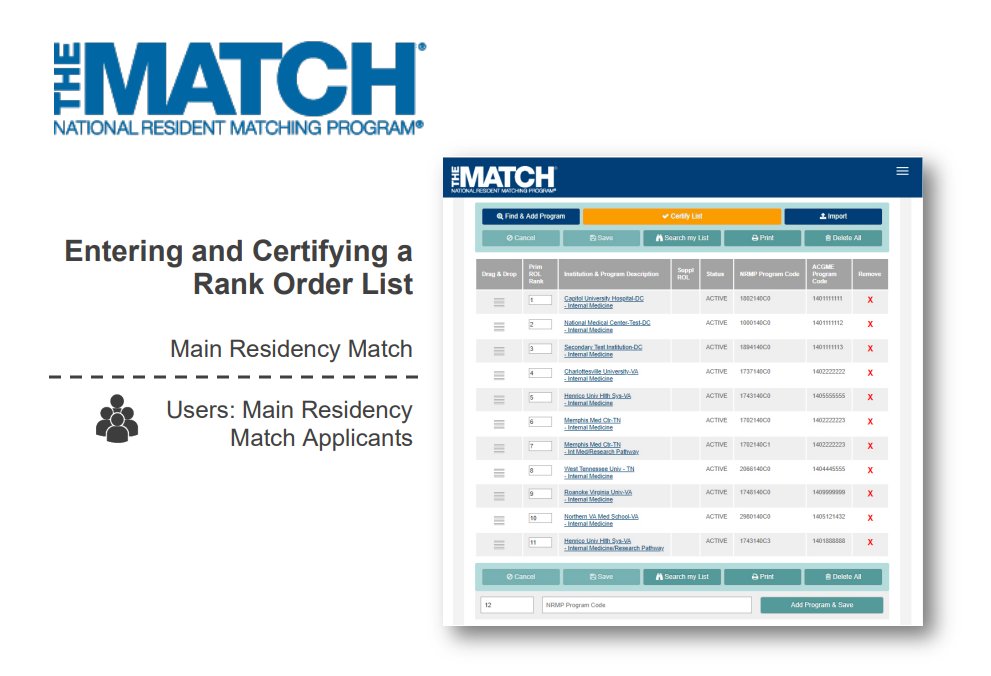 Ranking for the 2024 Main Residency Match opens on February 1 at 12 pm ET. Looking for step-by-step instructions on how to create and certify your rank order list? Download our support guide at: ow.ly/pn4K50QtZwv. #Match2024 #MedEd #NRMP #ResidencyMatch